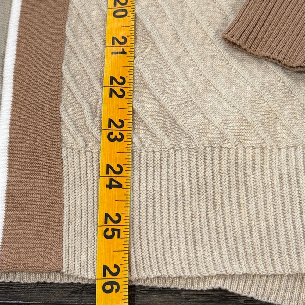 Verve Ami Cardigan Fawn Heather Combo Tan Stripe Ribbed Long Sleeve S - Picture 13 of 16